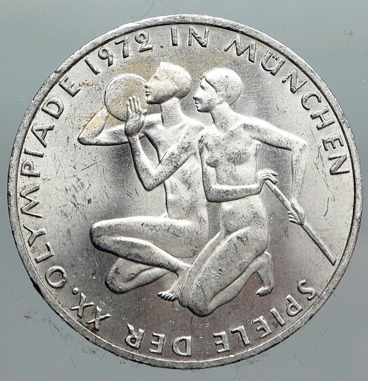 1972 Germany Munich Summer Olympics XX ATHLETES OLD Silver 10 Mark Coin i90492