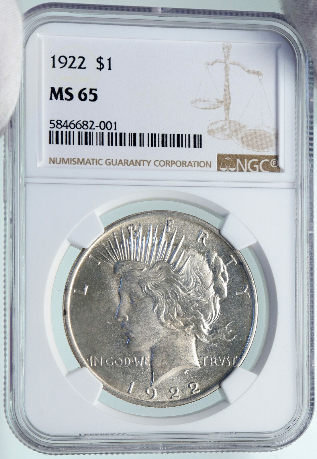 1922 USA United States Coin LIBERTY EAGLE Vintage Silver PEACE DOLLAR NGC i87395