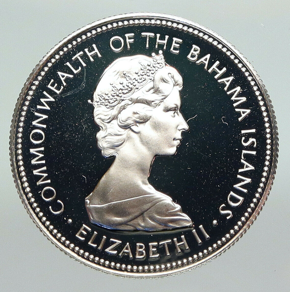 1972 BAHAMAS UK Queen Elizabeth II Marlin FISH Proof Silver Coin 50 Cent i91209