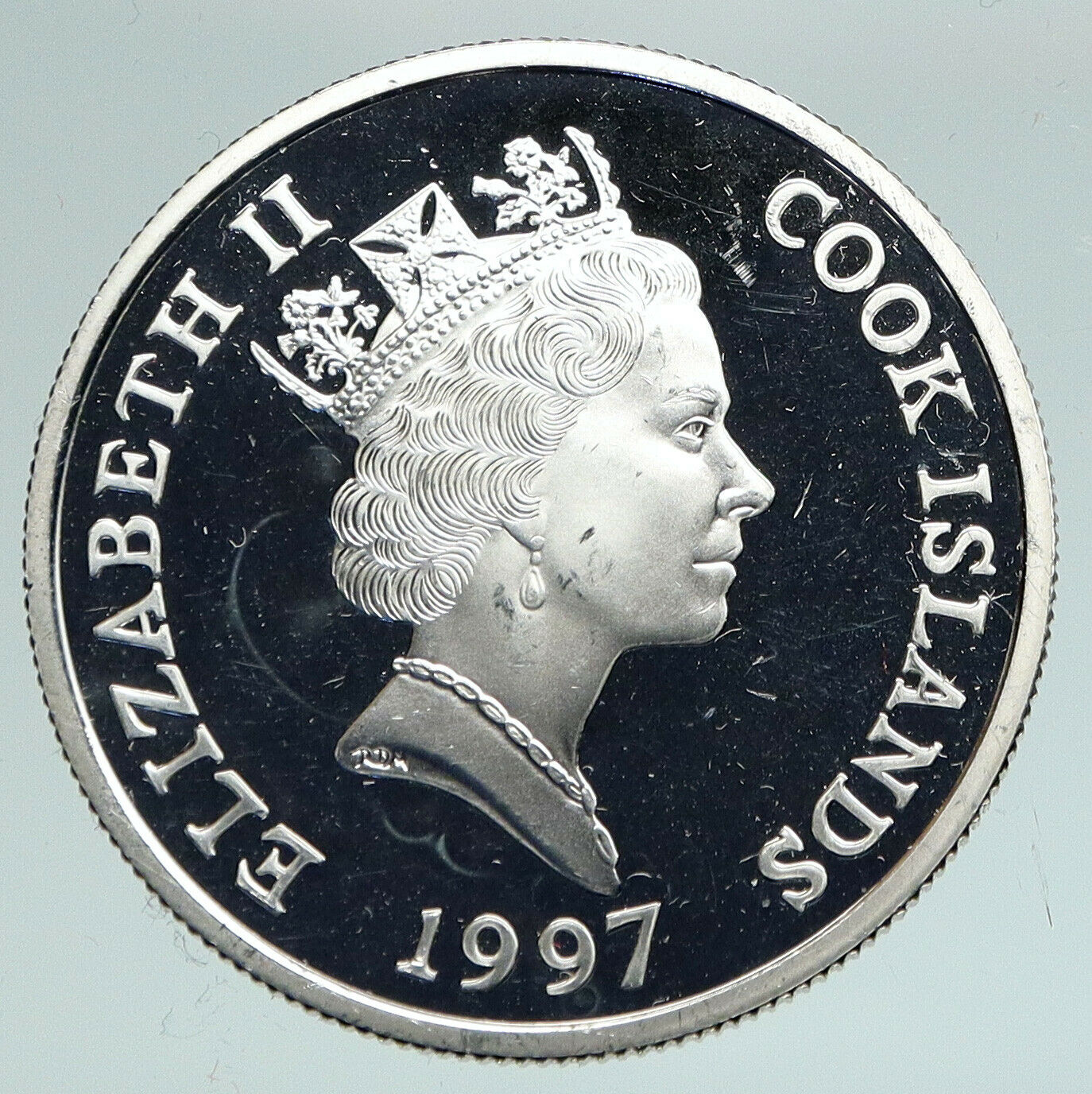 1997 COOK ISLANDS Elizabeth II Queen Mother PROOF Silver 2 Dollar Coin i91494