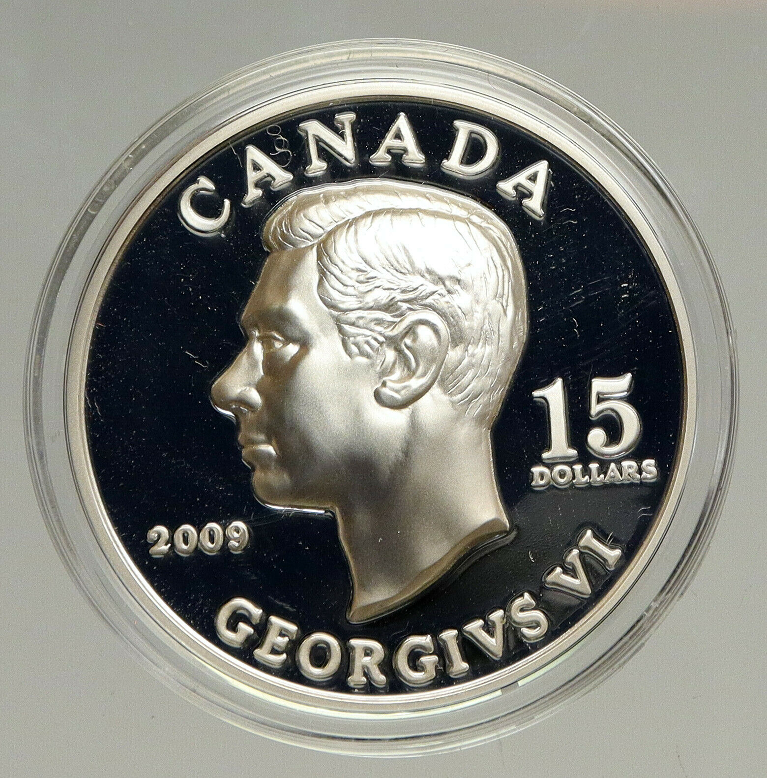 2009 CANADA UK Elizabeth II & KING George VI Proof-like Silver $15 Coin i94100