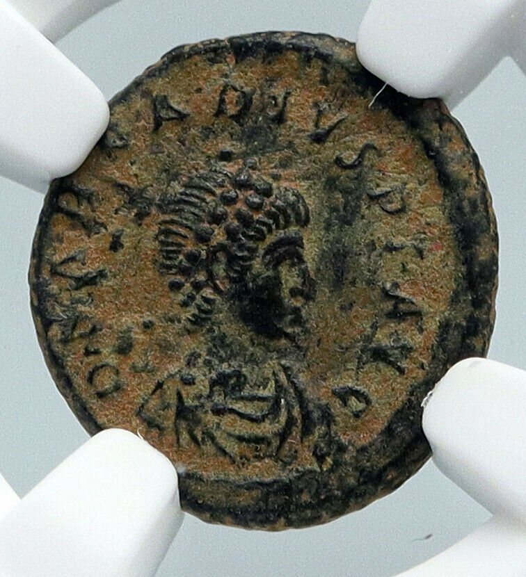 ARCADIUS Authentic 388AD Ancient Roman Coin VICTORY ANGEL Staurogram NGC i89546