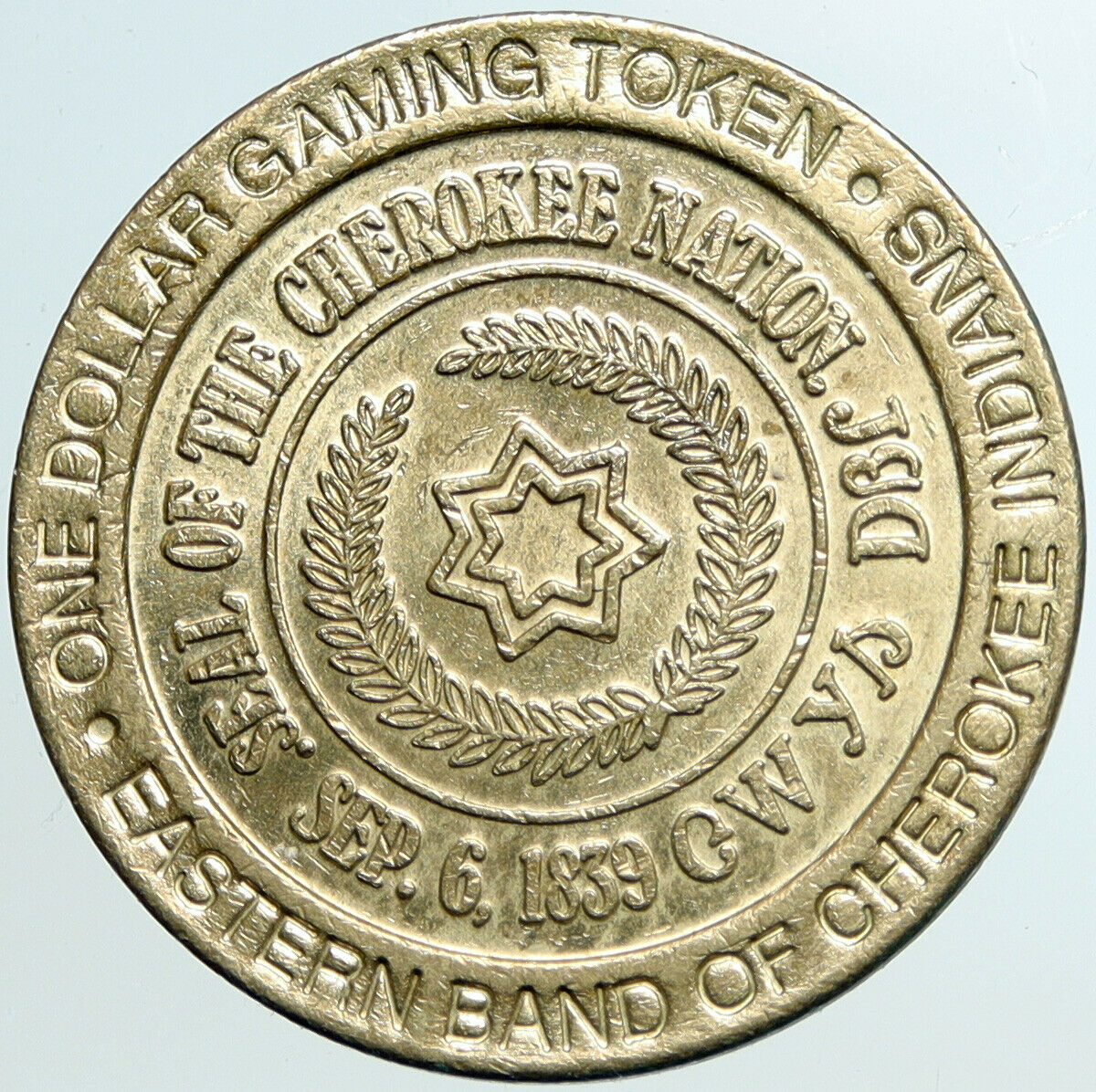 USA US NORTH CAROLINA Cherokee Nation VINTAGE GAMING Token Dollar Medal i101230