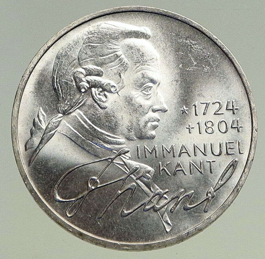 1974 GERMANY Immanuel Kant Philosopher VINTAGE Silver German 5 Mark Coin i94500