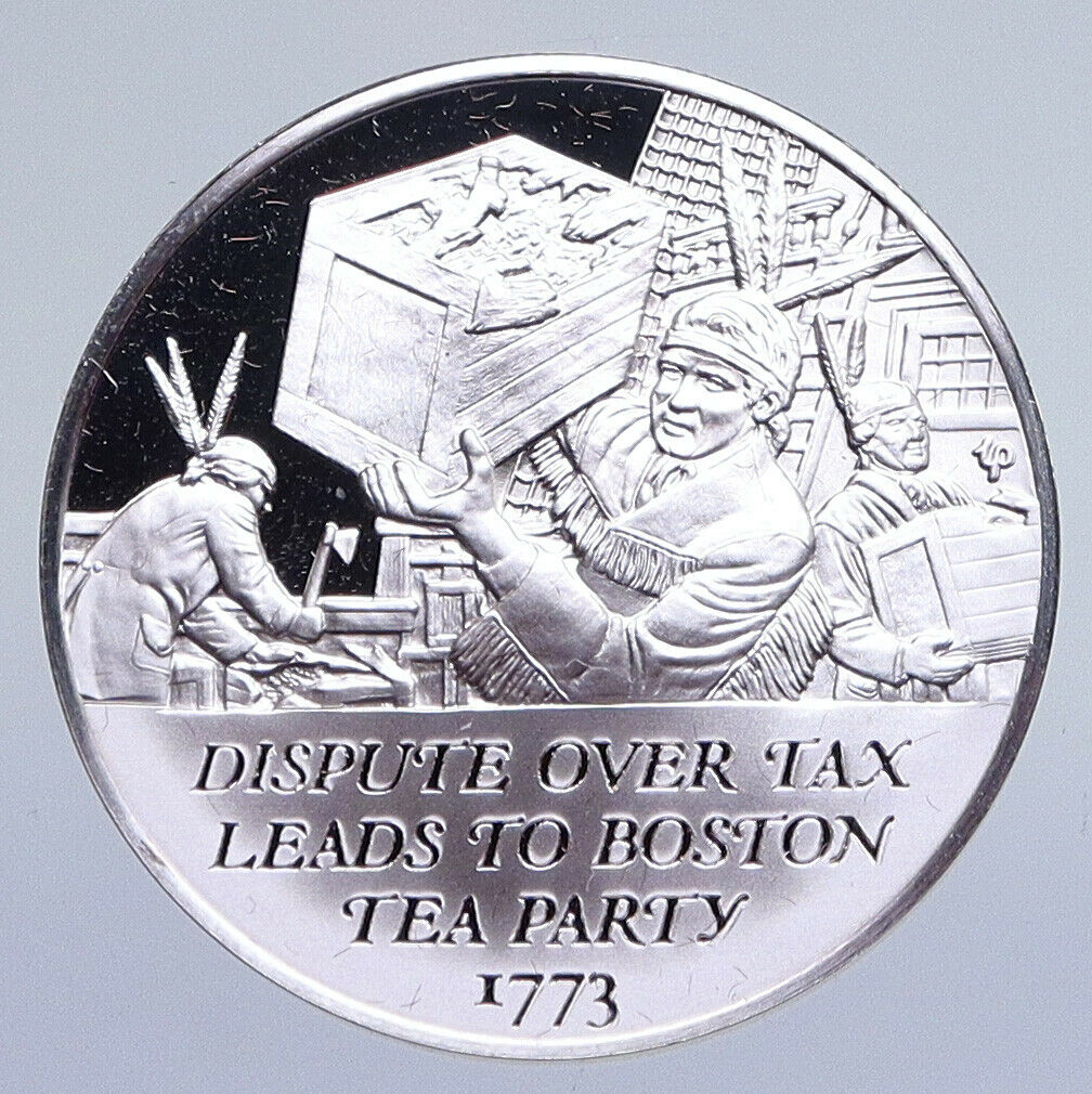 1970 United States REVOLUTION History BOSTON TEA PARTY Proof Silver Medal i94865