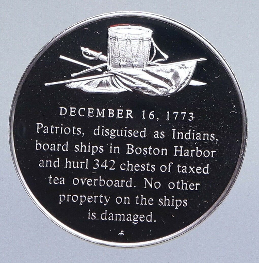 1970 United States REVOLUTION History BOSTON TEA PARTY Proof Silver Medal i94865