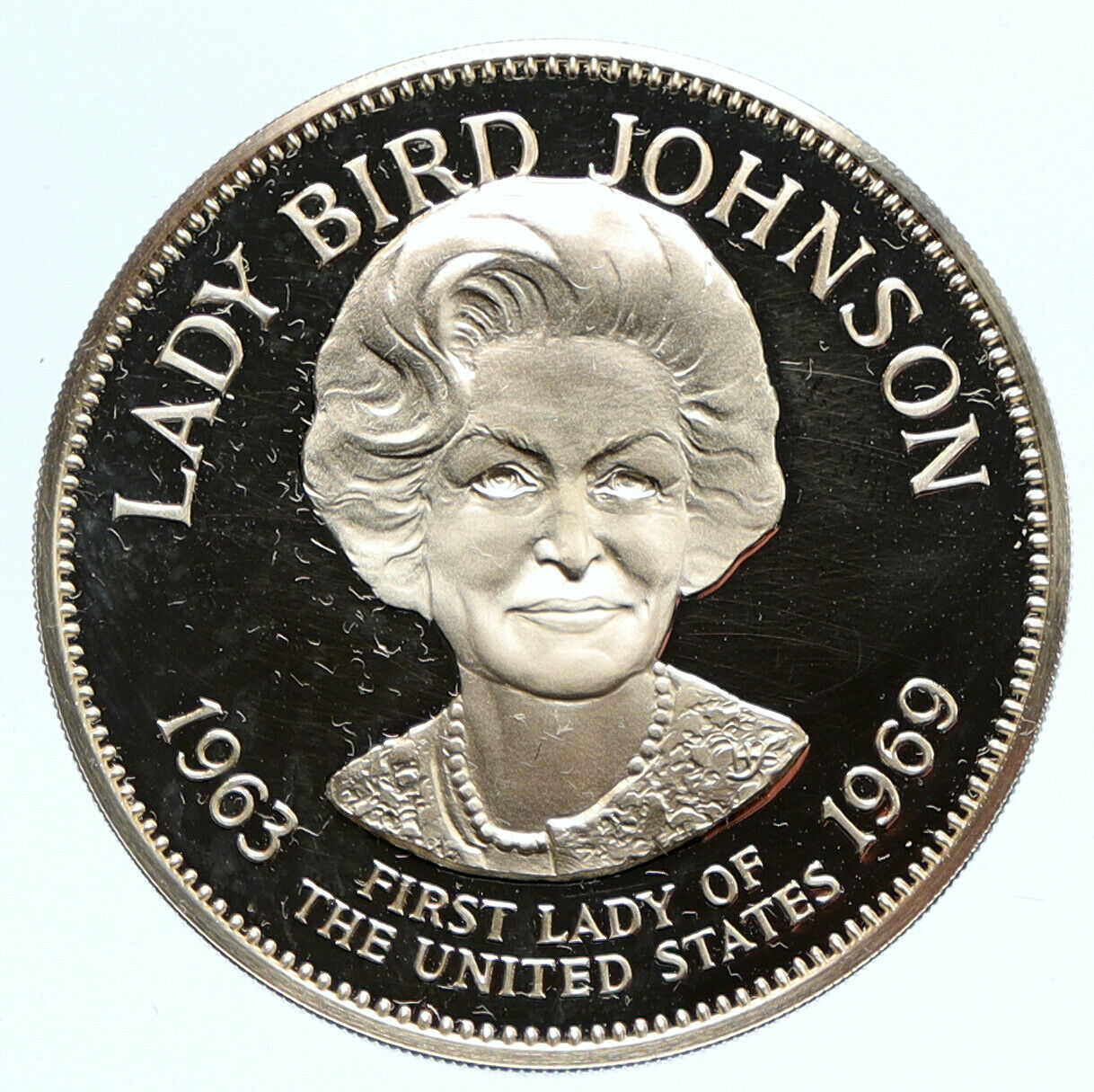 1972FM US USA White House FIRST LADY Lady Bird Johnson PROOF Silver Medal i95833