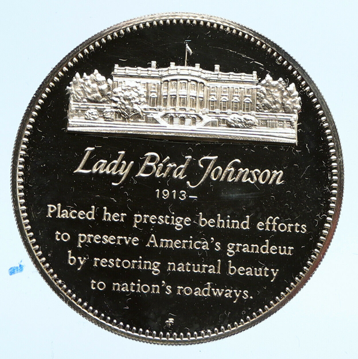 1972FM US USA White House FIRST LADY Lady Bird Johnson PROOF Silver Medal i95833