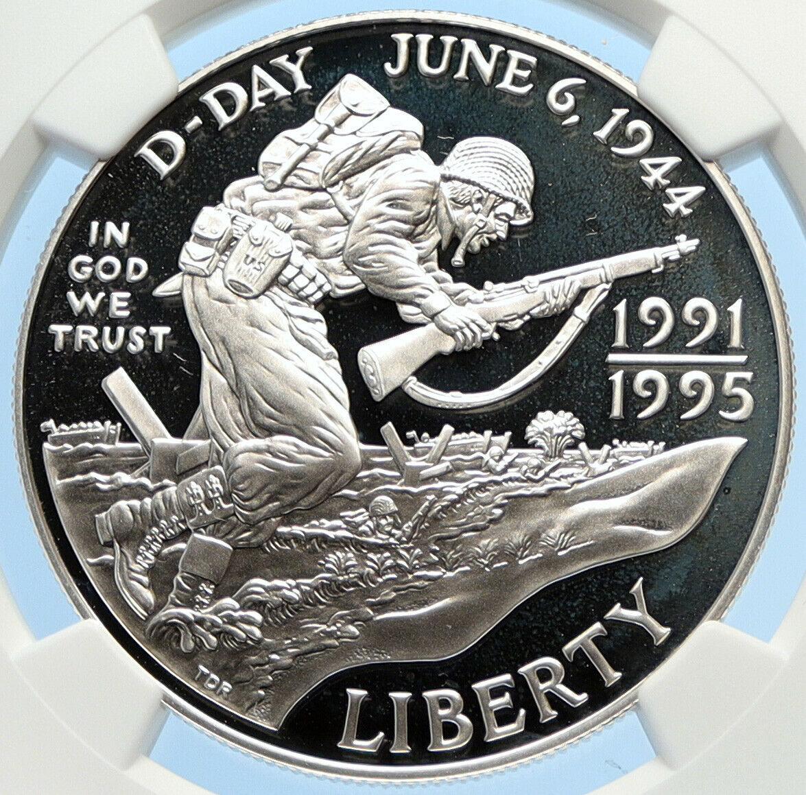 1993 W UNITED STATES US D-Day WWII Normandy Proof SILVER Dollar Coin NGC i97837