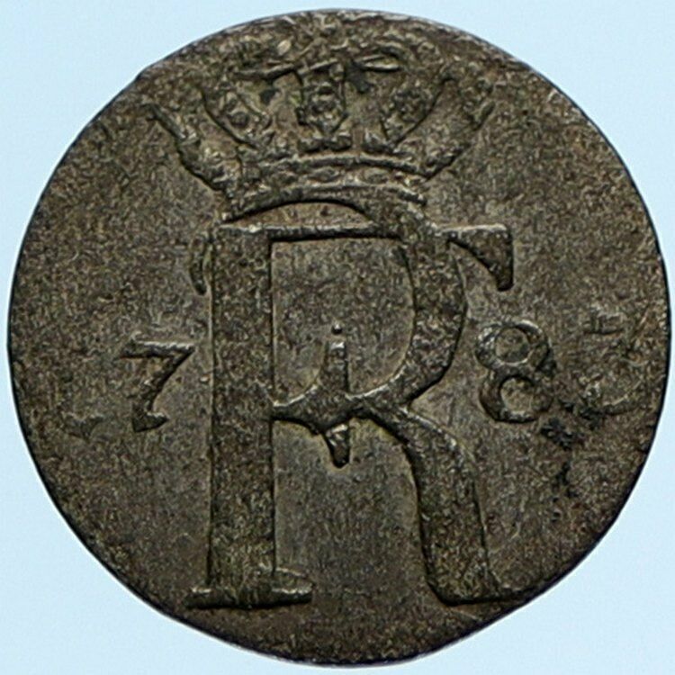 1782 A GERMANY Prussia Frederick II the Great OLD Silver 1/24 Thaler Coin i97366