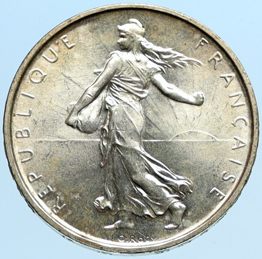 1964 FRANCE La Semeuse French SOWER WOMAN Old LARGE Silver 5 Francs Coin i97314