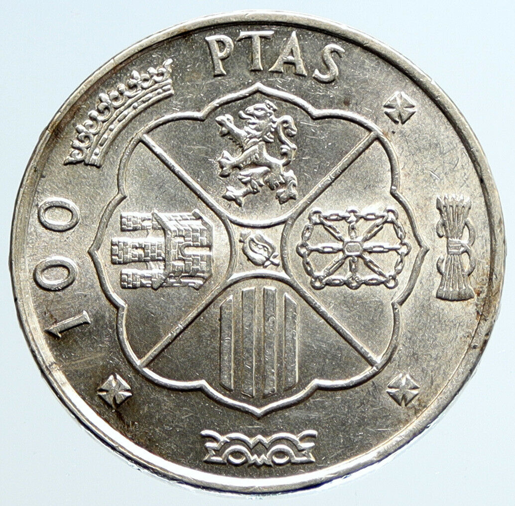 1966 SPAIN Large Franco Caudillo VINTAGE Silver 100 Pesetas Spanish Coin i96679