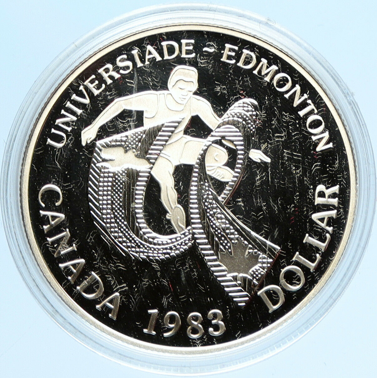 1983 CANADA Elizabeth II WORLD UNIVERSITY GAMES Proof Silver Dollar Coin i98090