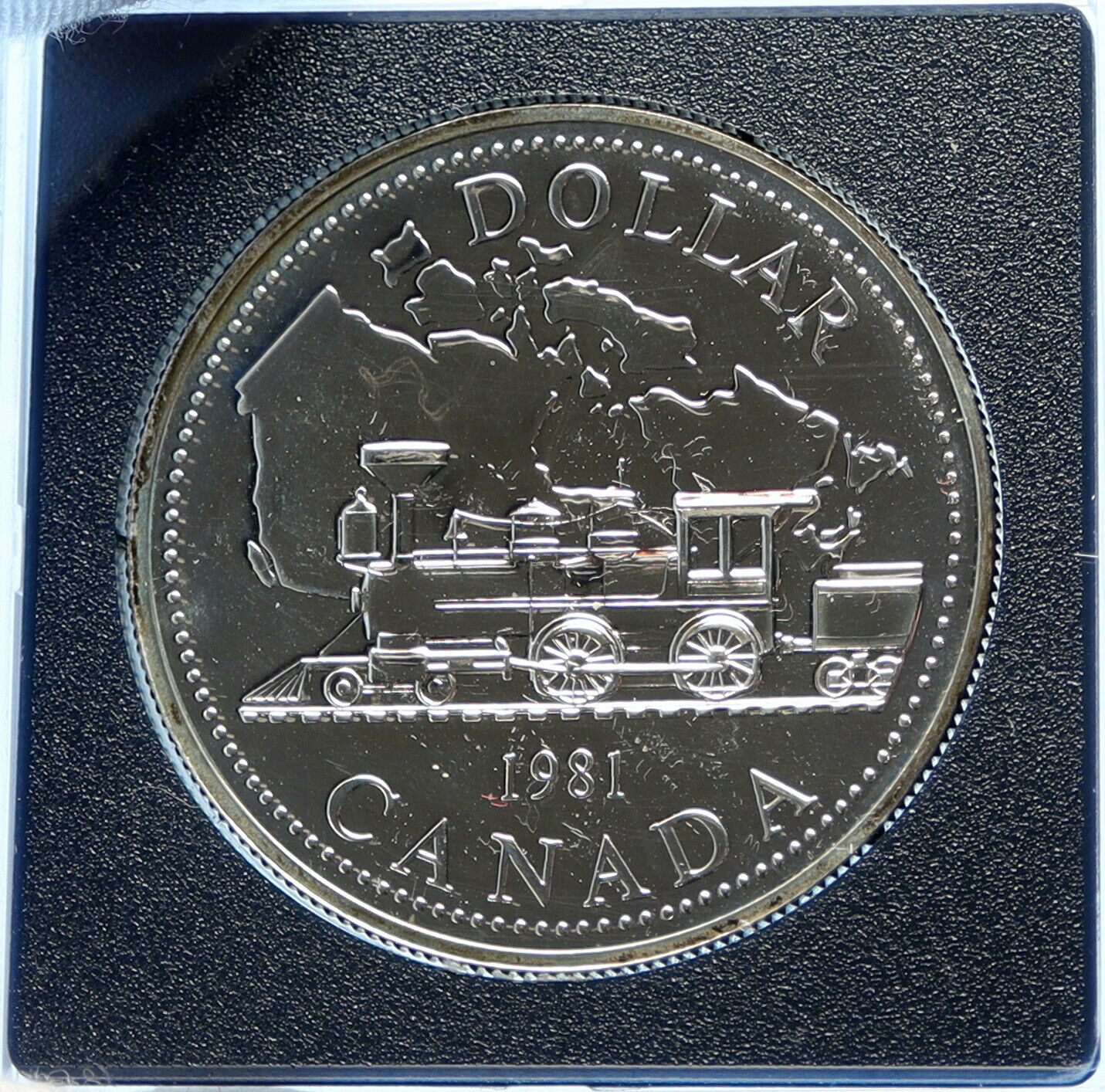 1981 CANADA UK Elizabeth II Railway Train PROOF-LIKE Silver Dollar Coin i98775