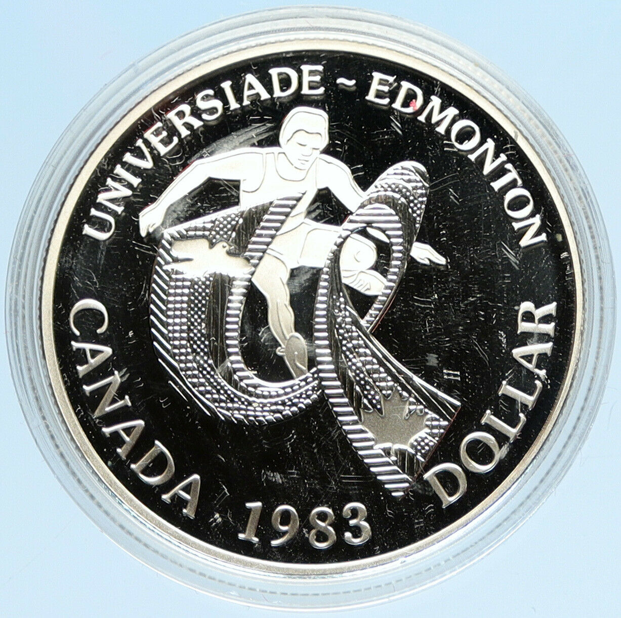 1983 CANADA Elizabeth II WORLD UNIVERSITY GAMES Proof Silver Dollar Coin i98108