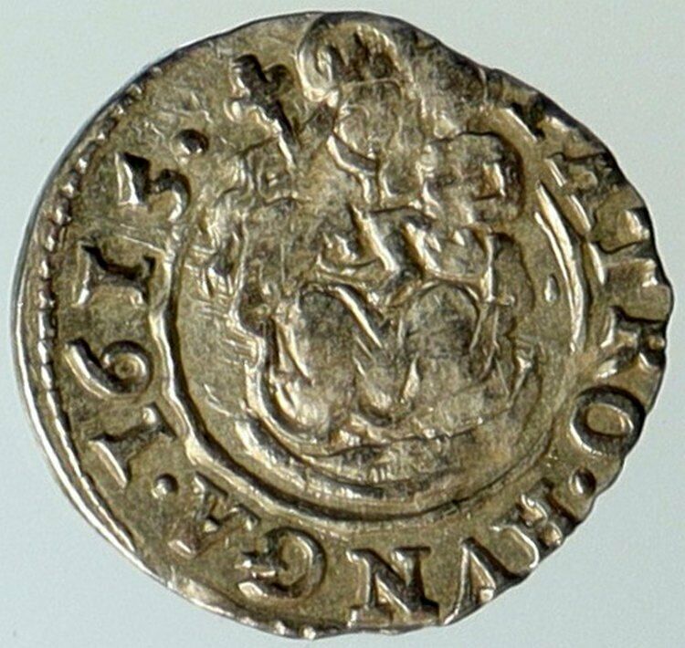 1615 KB HUNGARY King Matyas Matthias II Madonna Child Silver Denier Coin i101301