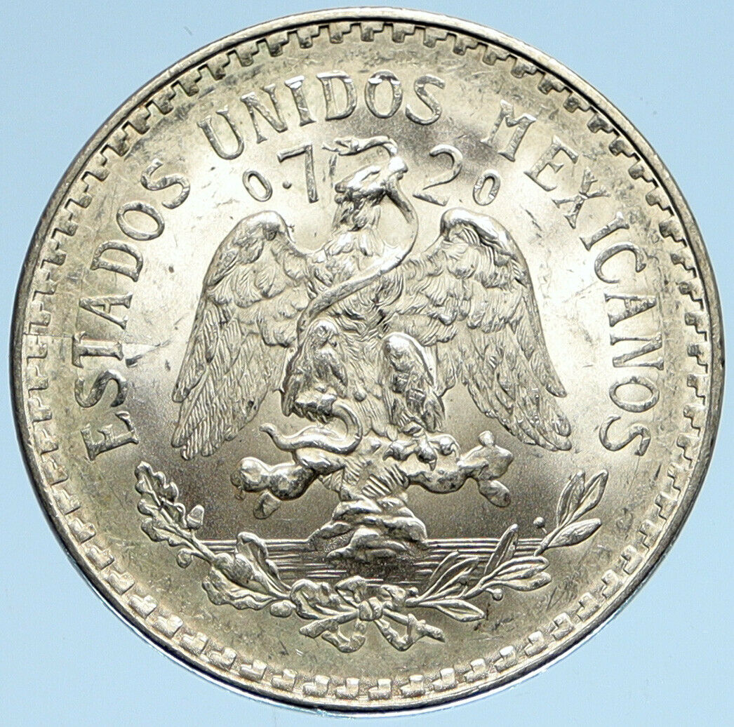 1944 MEXICO Eagle Liberty Cap Large Vintage OLD Silver Peso Mexican Coin i98868