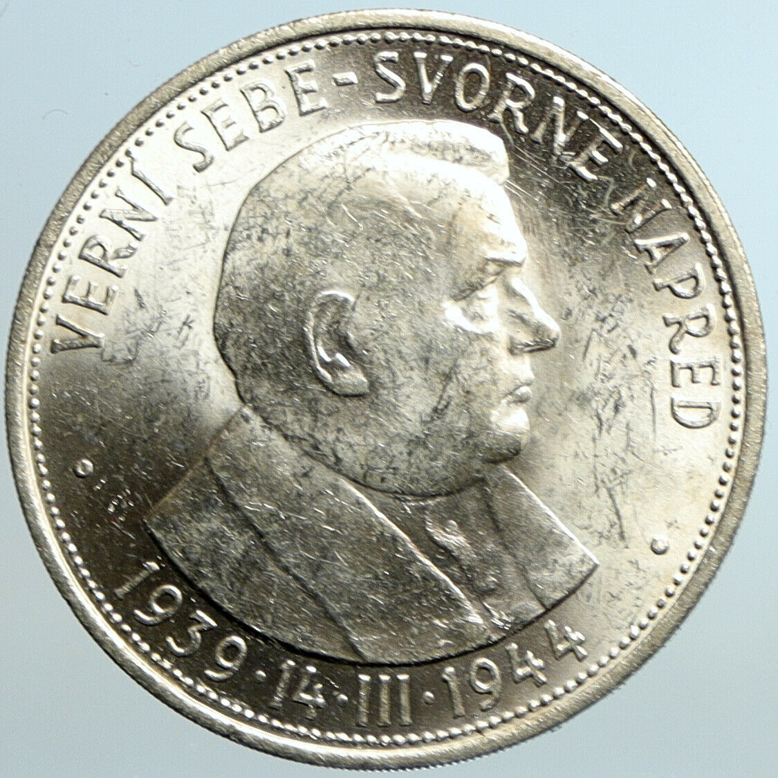 1944 SLOVAKIA REPUBLIC Jozef Tiso VINTAGE Silver 50 Korun Slovakian Coin i101593