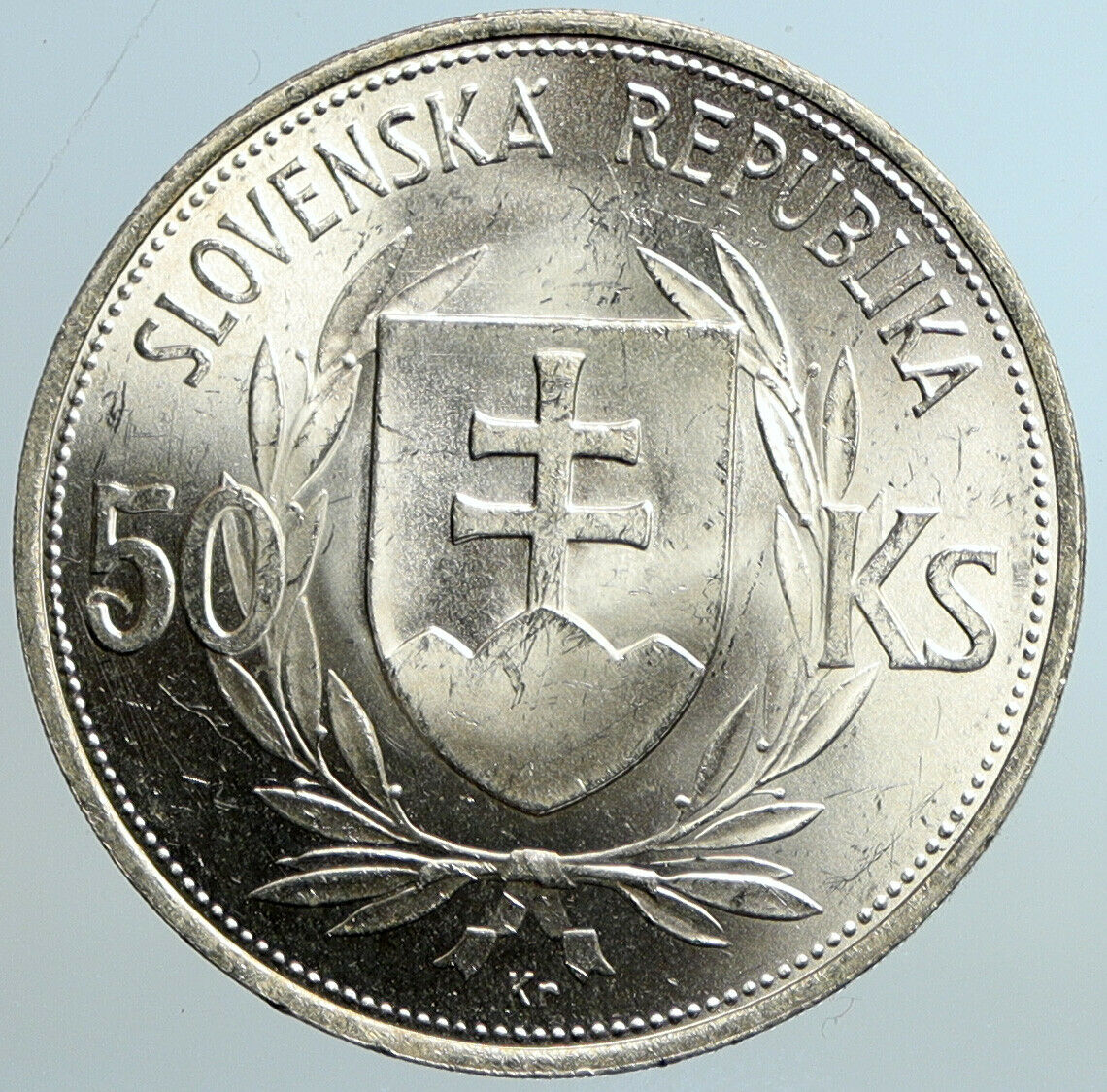 1944 SLOVAKIA REPUBLIC Jozef Tiso VINTAGE Silver 50 Korun Slovakian Coin i101593