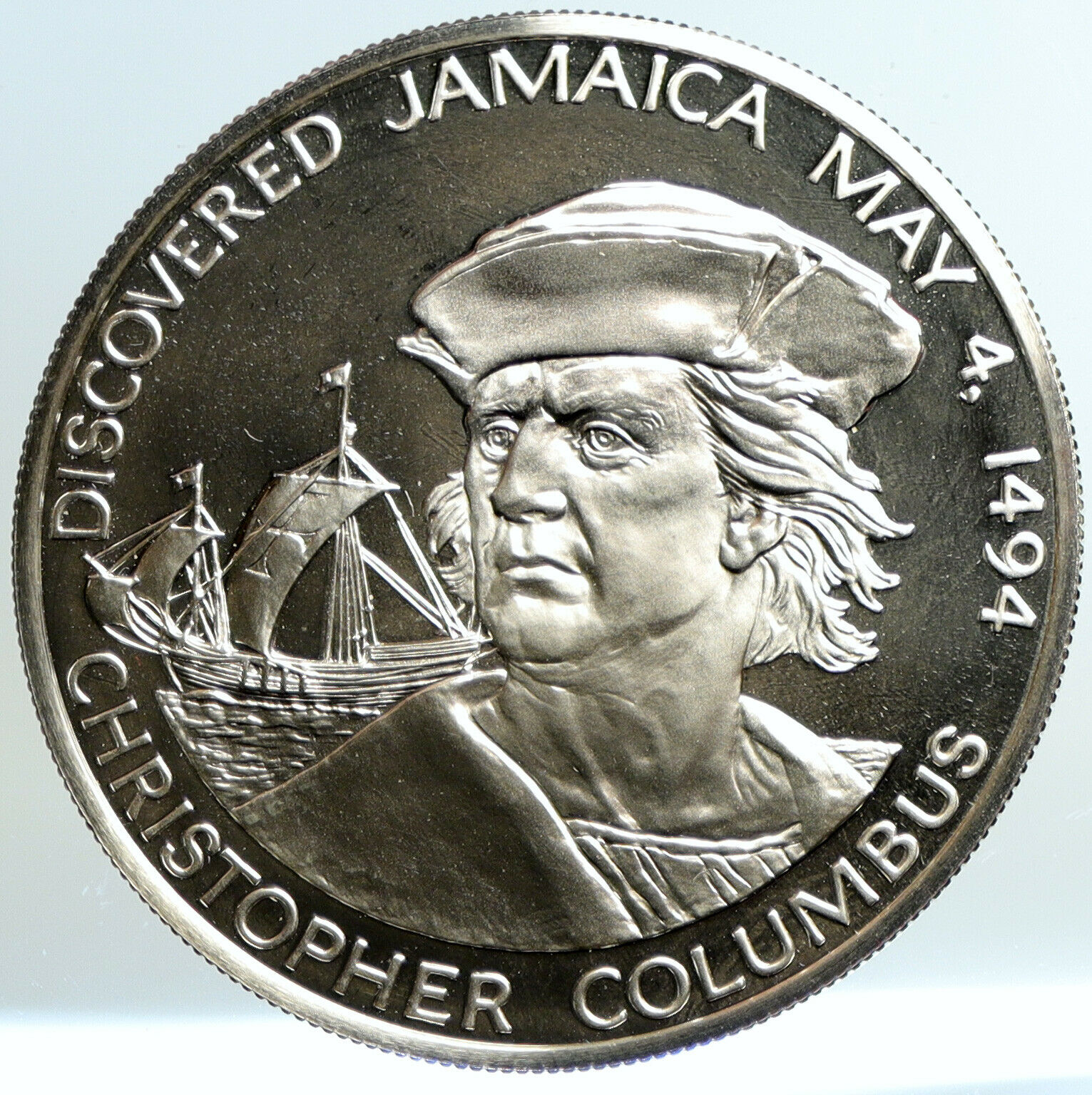 1975 JAMAICA New World Discovery Columbus Proof SILVER 10 Dollar Coin i101632