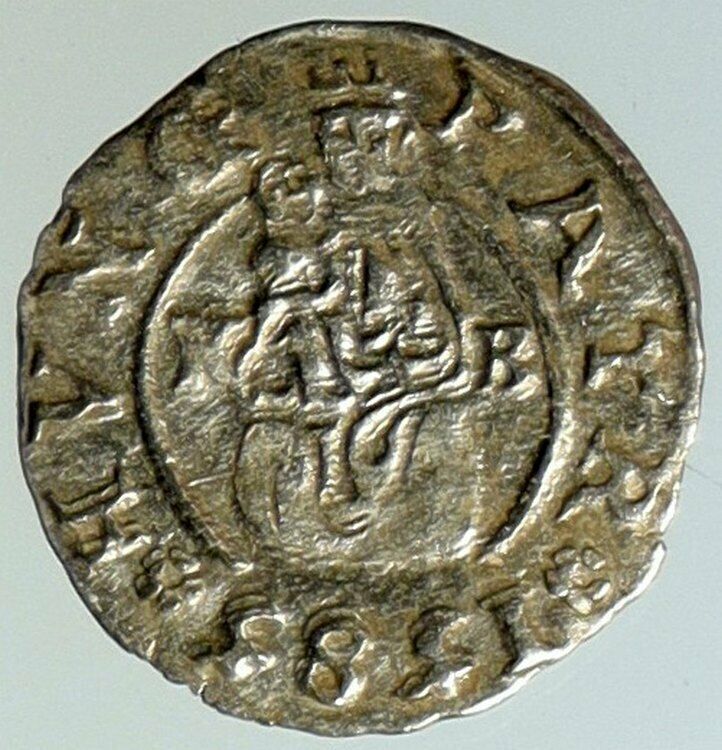 1585 HUNGARY King RUDOLF II Madonna Child Antique OLD Silver Denar Coin i101303