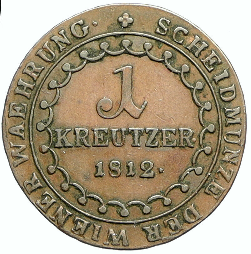 1812 B AUSTRIA w Emperor Franz II Hapsburg Antique Kreuzer Austrian Coin i101625