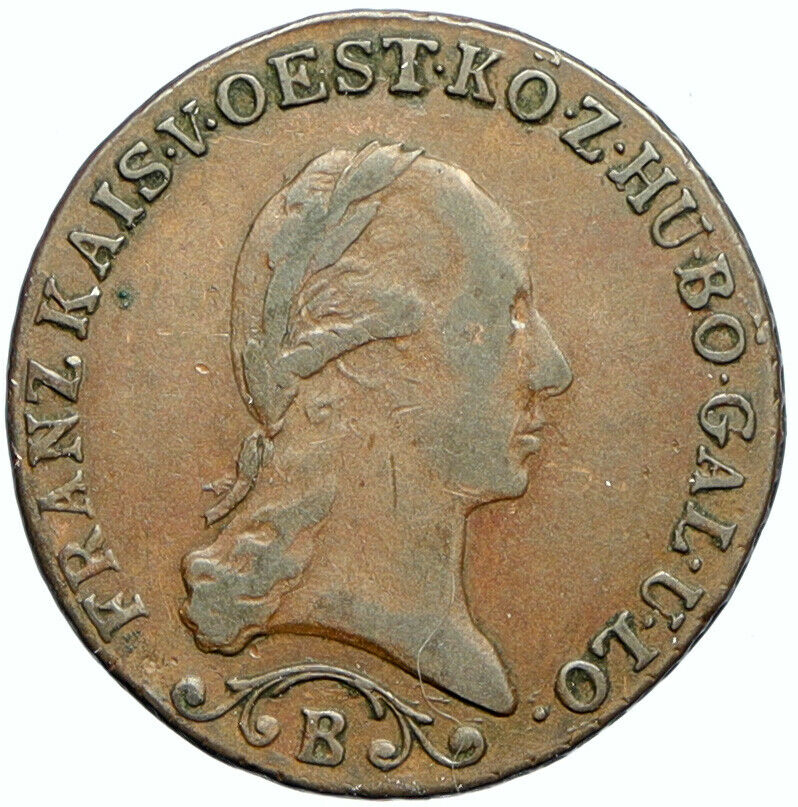 1812 B AUSTRIA w Emperor Franz II Hapsburg Antique Kreuzer Austrian Coin i101625