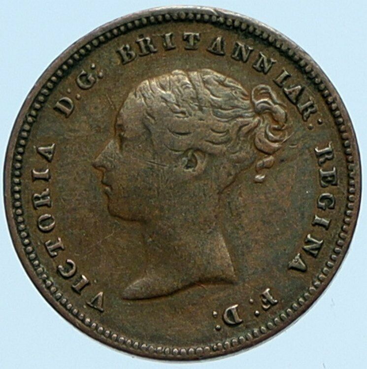 1844 Great Britain UK QUEEN VICTORIA Antique VINTAGE Half Farthing Coin i98339