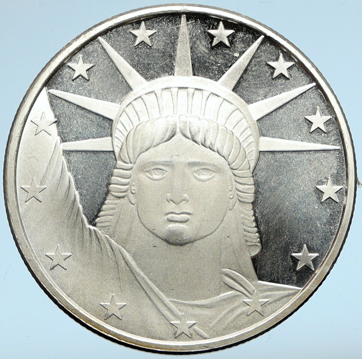 United States STATUE OF LIBERTY & TORCH TROY 1OZ Proof Silver Medal i99846