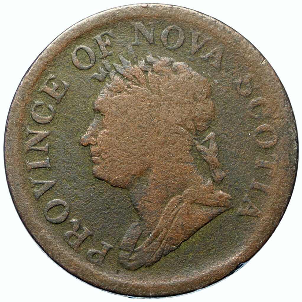 1832 CANADA Provinces NOVA SCOTIA Antique VINTAGE OLD Penny Token Coin i99864