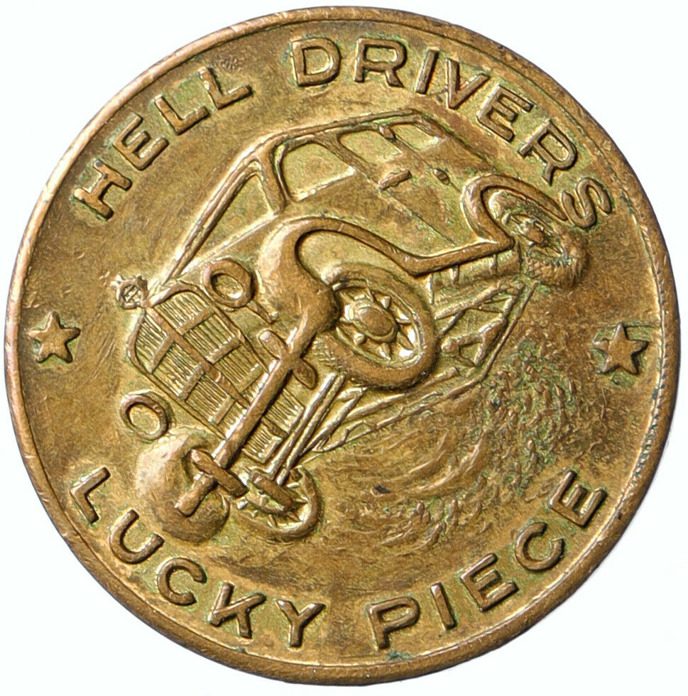 1930s UNITED STATES US LUCKY TETER Stunt CAR DAREDEVIL Luck Medal Token i99849