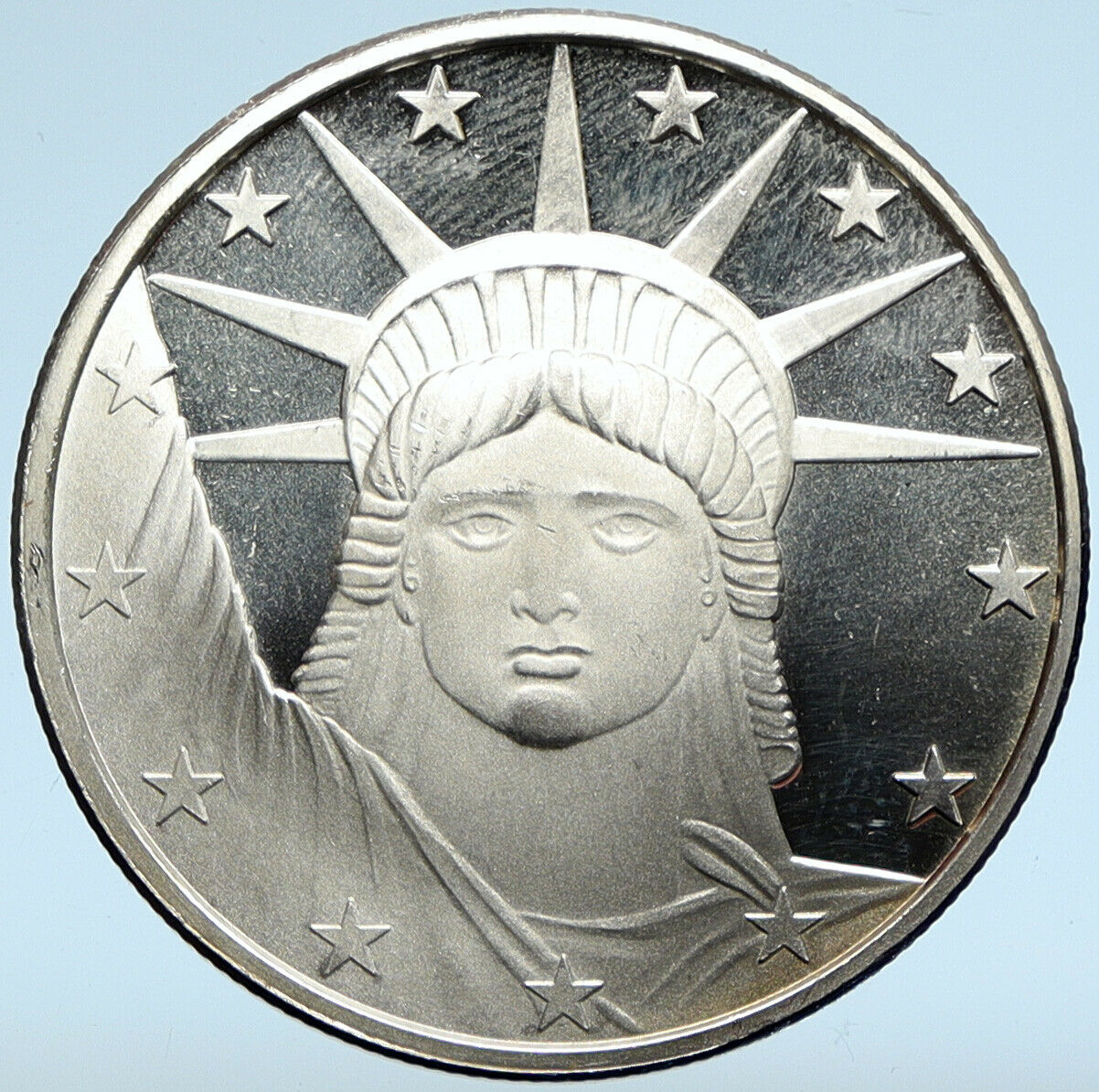 United States STATUE OF LIBERTY & TORCH TROY 1OZ Proof Silver Medal i99850