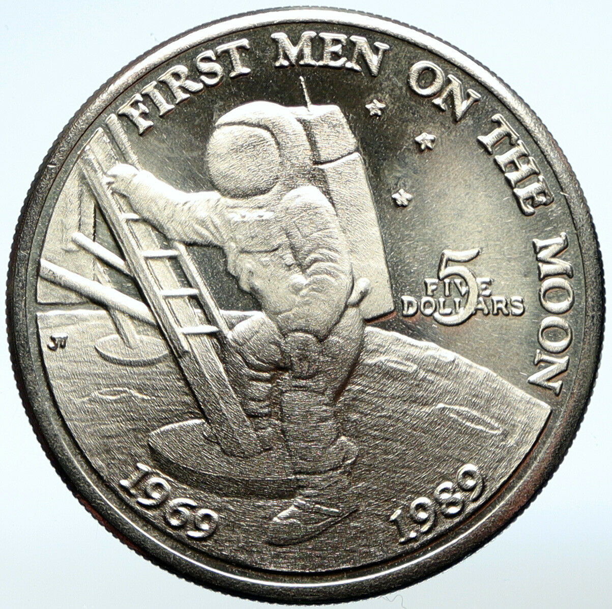 1989 MARSHALL ISLANDS Apollo 11 MEN on the MOON 20 YRS Old 5 Dollars Coin i99857