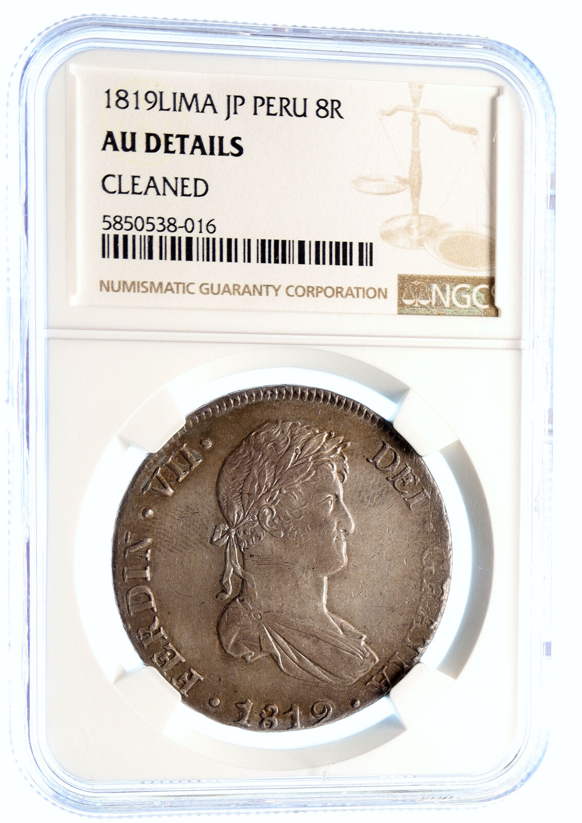 1819JP PERU South America FERDINAND VII Silver Peruvian 8 Reales Coin NGC i96434