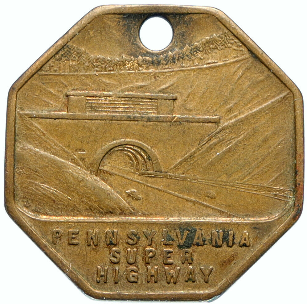 1944 USA Pennsylvania SUPER HIGHWAY DREAM TUNNEL Old Antique Token Medal i98631