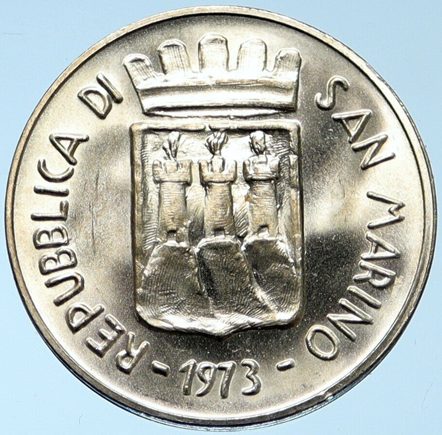 1973 SAN MARINO Italy with Artist GRECCO Old Silver Genuine 500 Lire Coin i99650