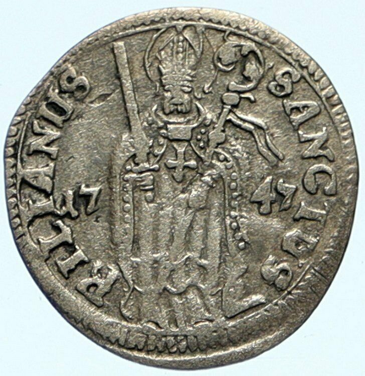 1747 GERMAN STATES - WURZBURG BISHOPRIC Ingelheim Silver Schilling Coin i98641