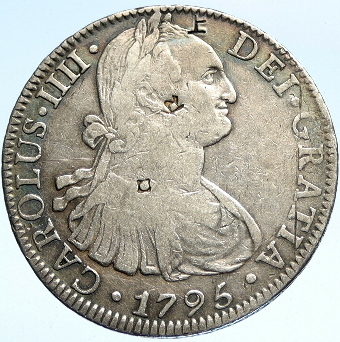 1795 MEXICO SPAIN King CHARLES IV Silver Antique 8 Reales Mexican Coin i99672