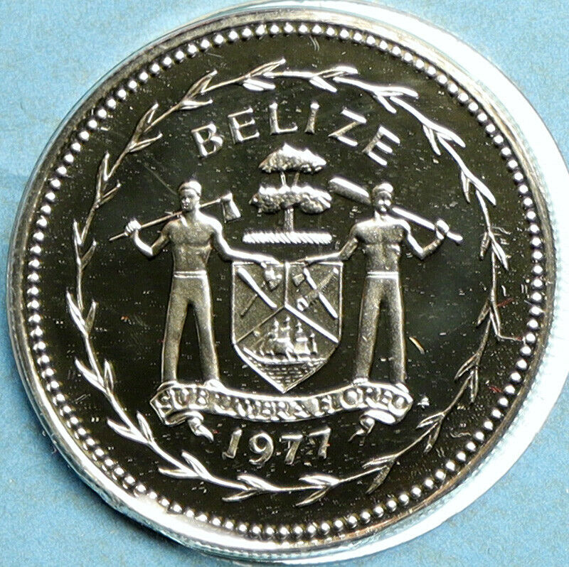 1974 BELIZE Avifauna FRIGATE BIRD Genuine OLD Proof Silver 25 Cents Coin i101718