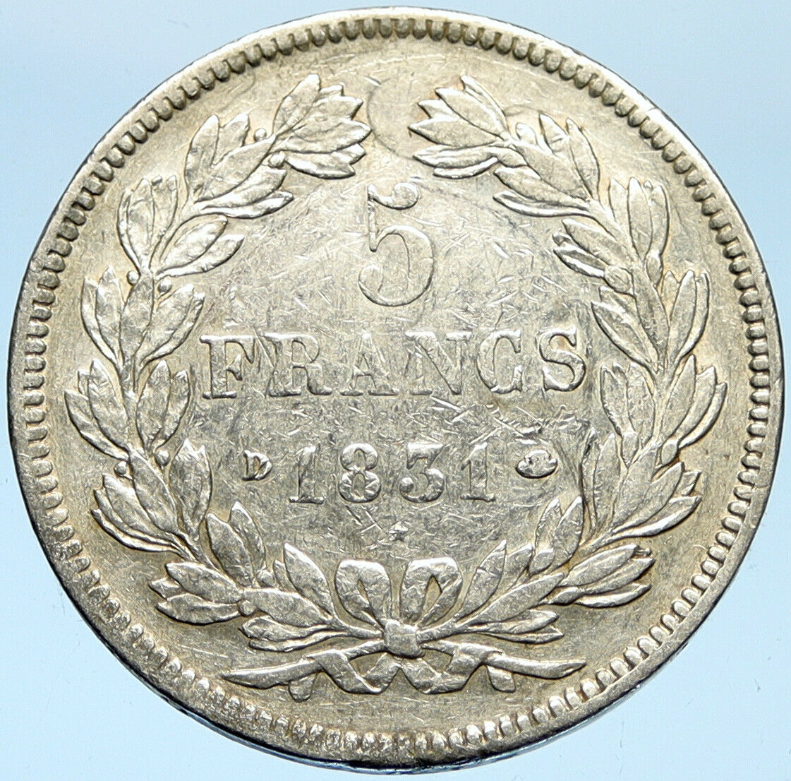 1831 FRANCE King Louis Philippe I French Antique OLD Silver 5 Francs Coin i99708