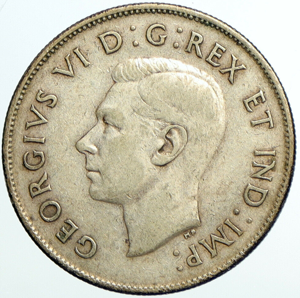 1943 CANADA UK King GEORGE VI Lions Crown Large Old SILVER 50 Cents Coin i101603