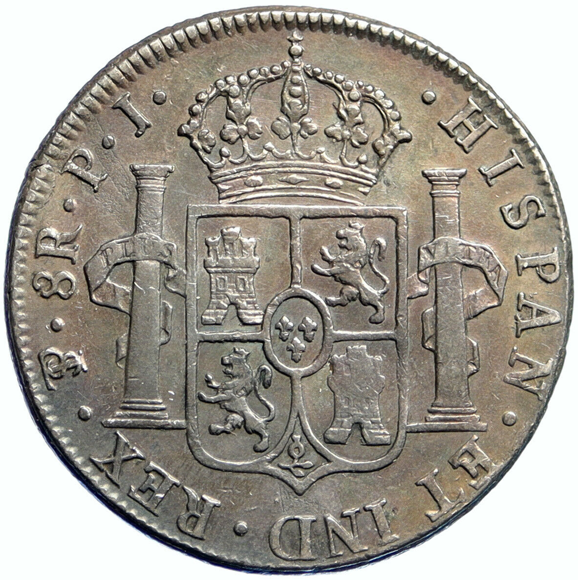 1818 PJ BOLIVIA Spain KING FERDINAND VII OLD Silver 8 Reales Silver Coin i99571