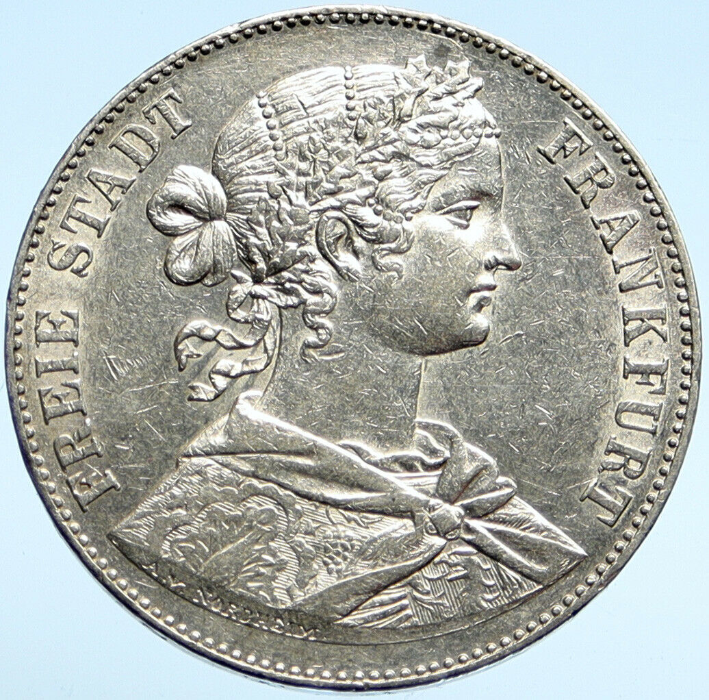 1860 GERMANY German States FRANKFURT Free State Silver Vereinsthaler Coin i99581