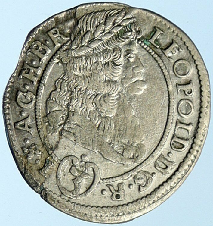 1695 HUNGARY KING Leopold I MADONNA JESUS 3 Krajcar Antique Silver Coin i99643