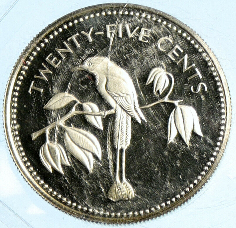 1974 BELIZE Avifauna FRIGATE BIRDS Genuine Proof Silver 25 Cents Coin i101711