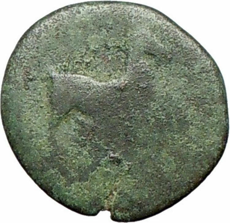 Aigai in Aiolis 200BC Ancient Greek Coin Goat Apollo Lyre countermark i28067