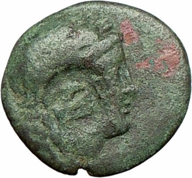 Aigai in Aiolis 200BC Ancient Greek Coin Goat Apollo Lyre countermark i28067