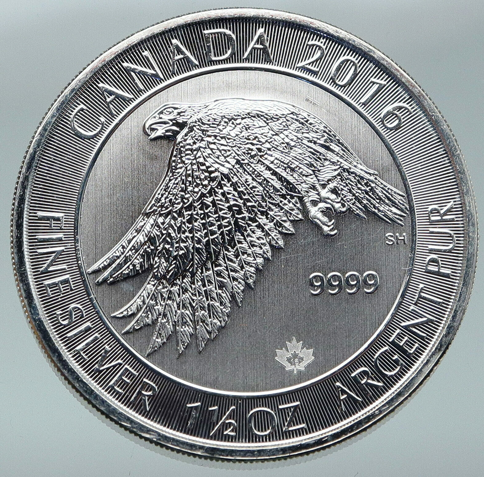 2016 CANADA UK Queen Elizabeth II SNOWY GYRFALCON 1 1/2 OZ Silver $8 Coin i87173