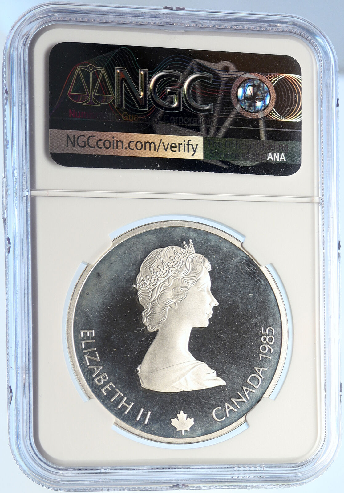 1985 CANADA Old 1988 CALGARY OLYMPICS Skiing Proof Silver $20 Coin NGC i106438