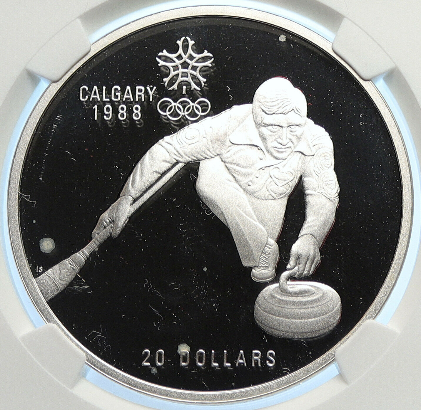 1987 CANADA 1988 CALGARY OLYMPICS Ice Curling Proof Silver $20 Coin NGC i106449